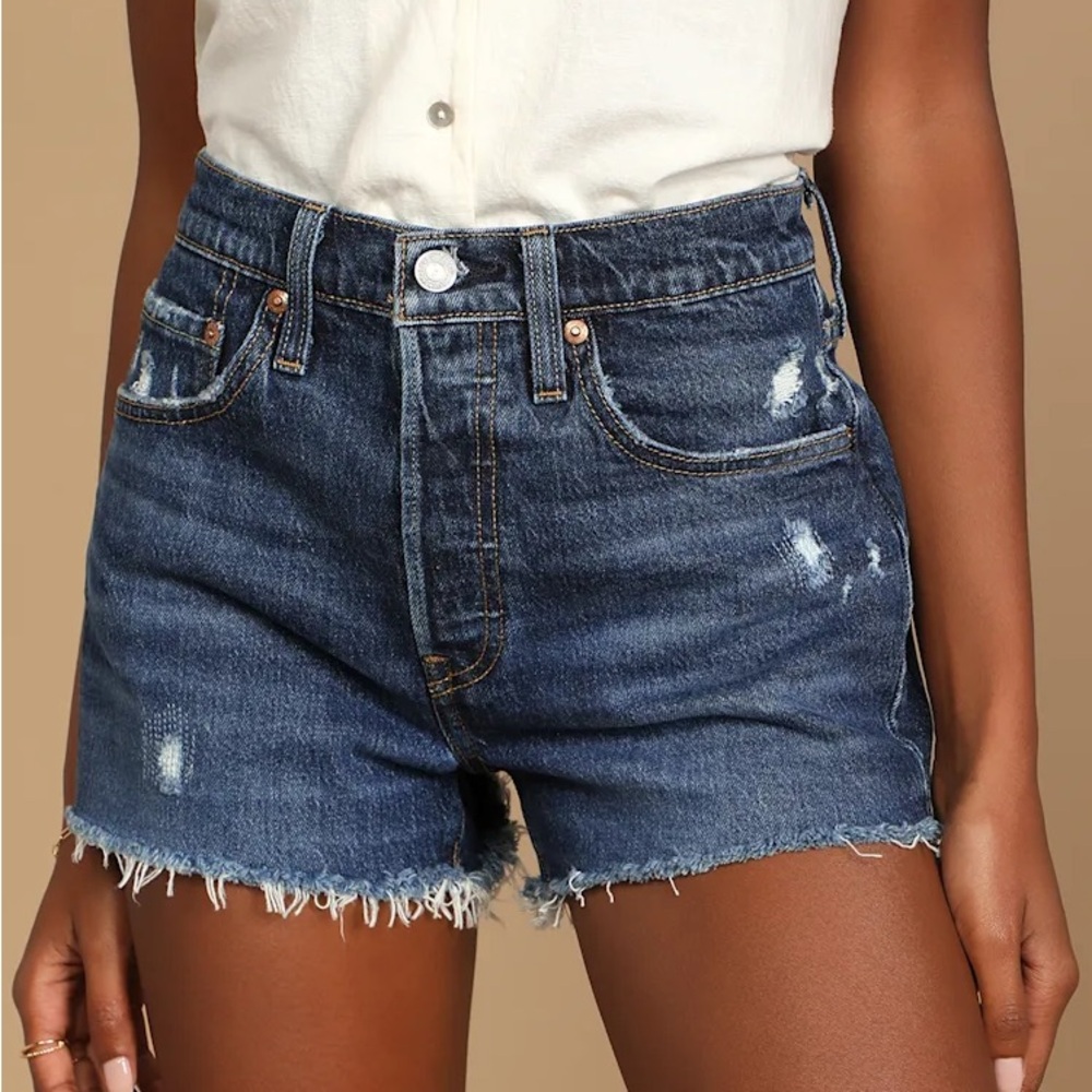 Levi’s 501 Dark Wash Denim High-Waisted Cutoff Shorts Size 27